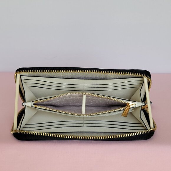 KATE SPADE Morgan Painterly Houndstooth Zip-Around Wallet- Black Multi⭐ - Picture 15 of 16